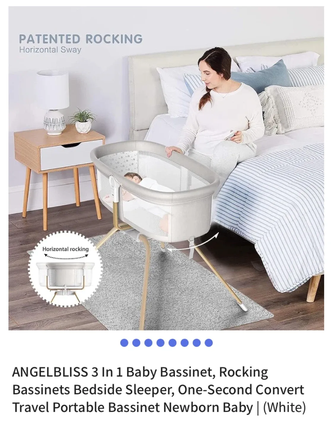 Angelbliss 3 in 1 Baby Bassinet - White excellent condition image indicator(5)