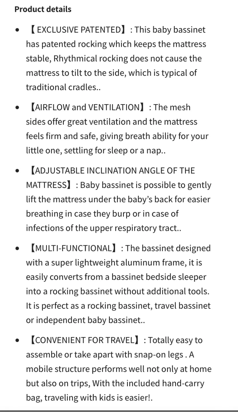 Angelbliss 3 in 1 Baby Bassinet - White excellent condition image indicator(10)