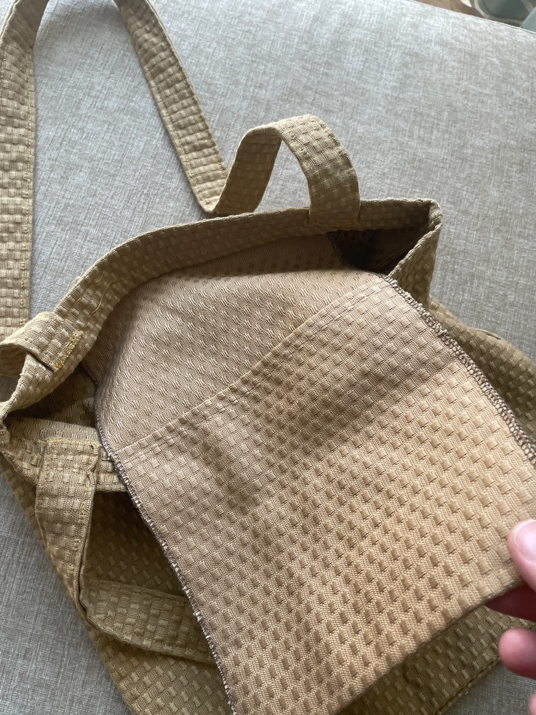 Beige Waffle Weave Tote Bag🧡 - photo 2