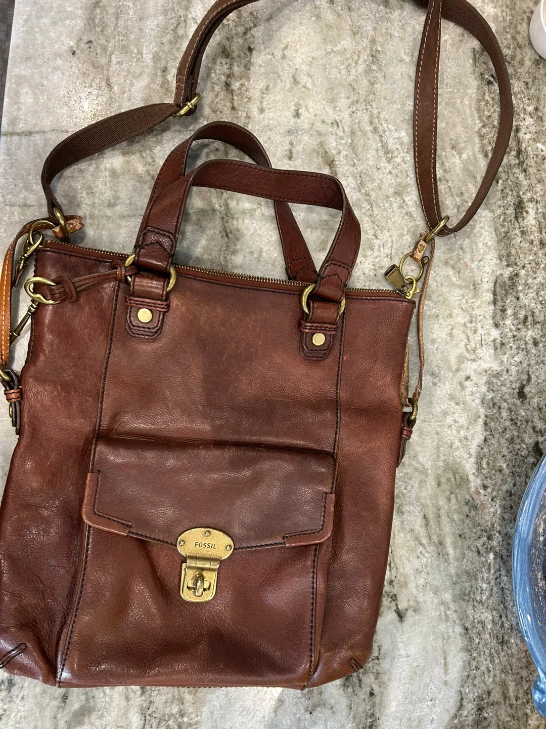 Fossil Brown Leather Crossbody Bag image indicator(2)