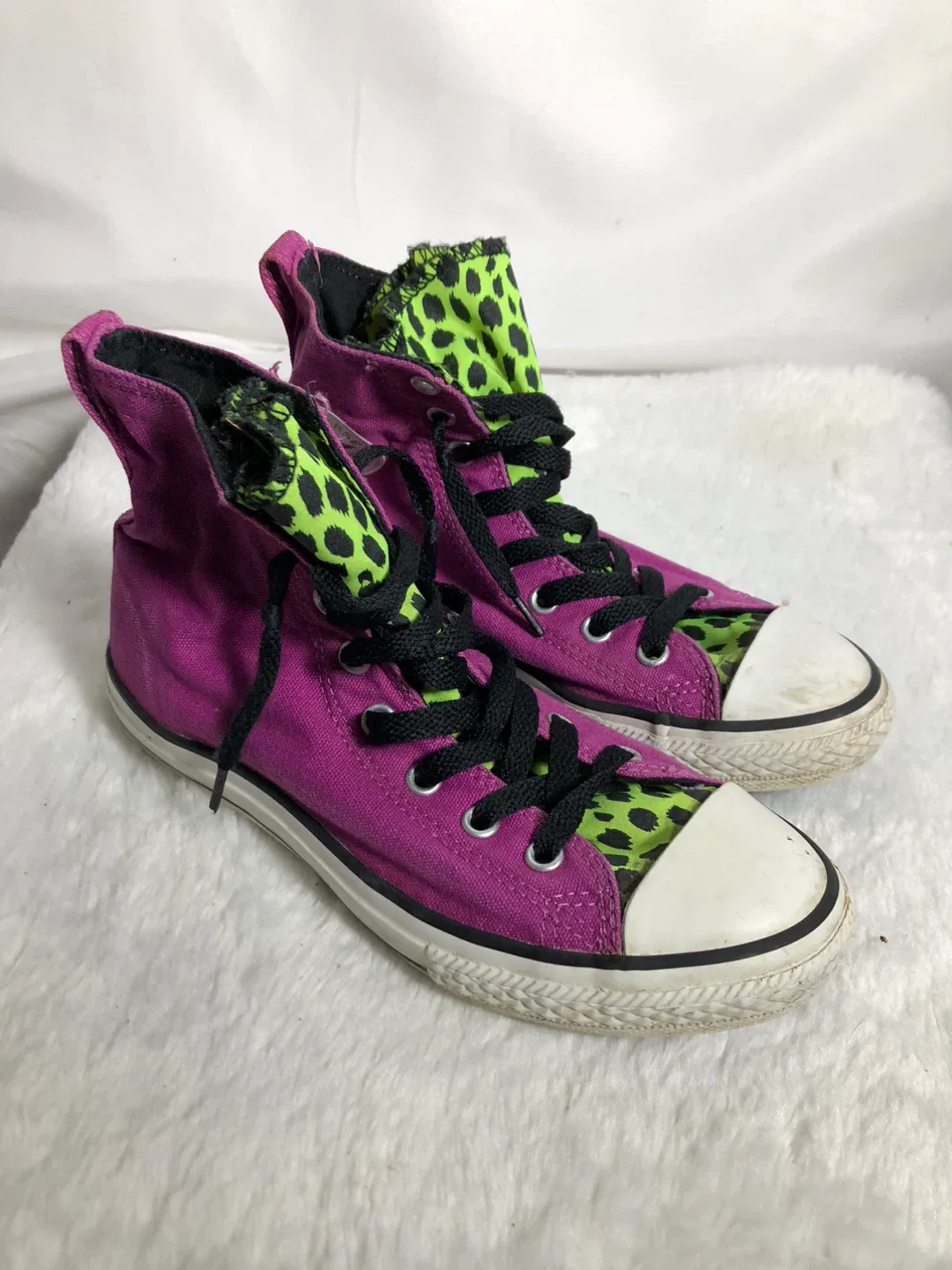 Girls Purple & Green Converse Allstar Shoes. Size 3. Like New thumbnail