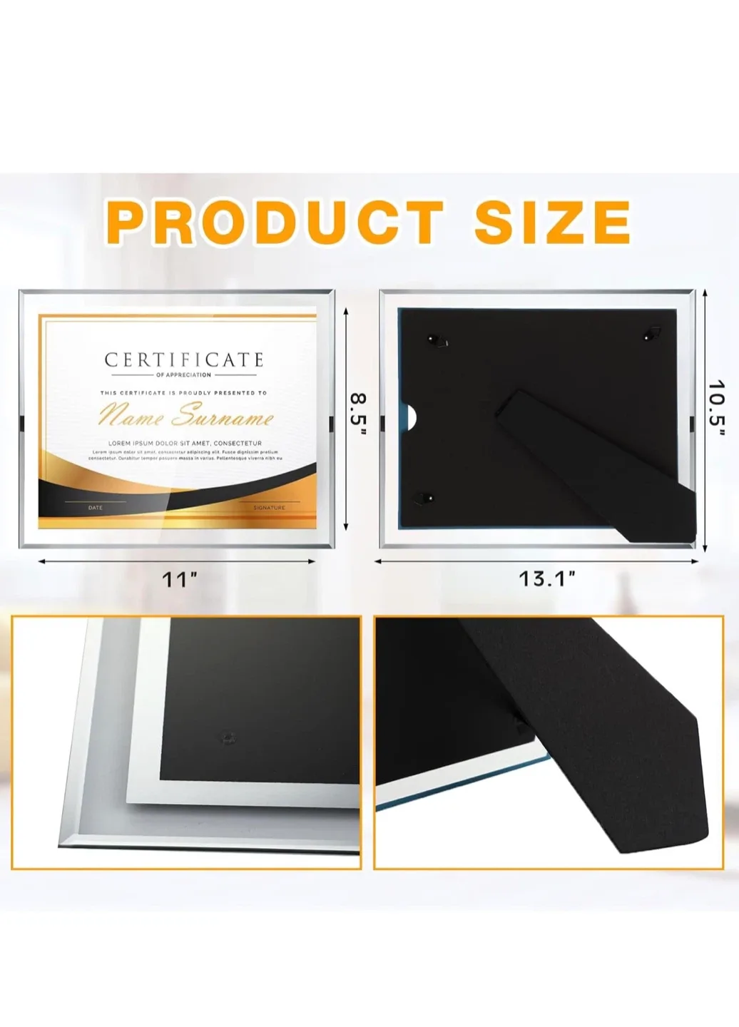 Wesiti 8.5x11 Clear Glass Certificate Frames - NEW. 8 pcs image indicator(3)