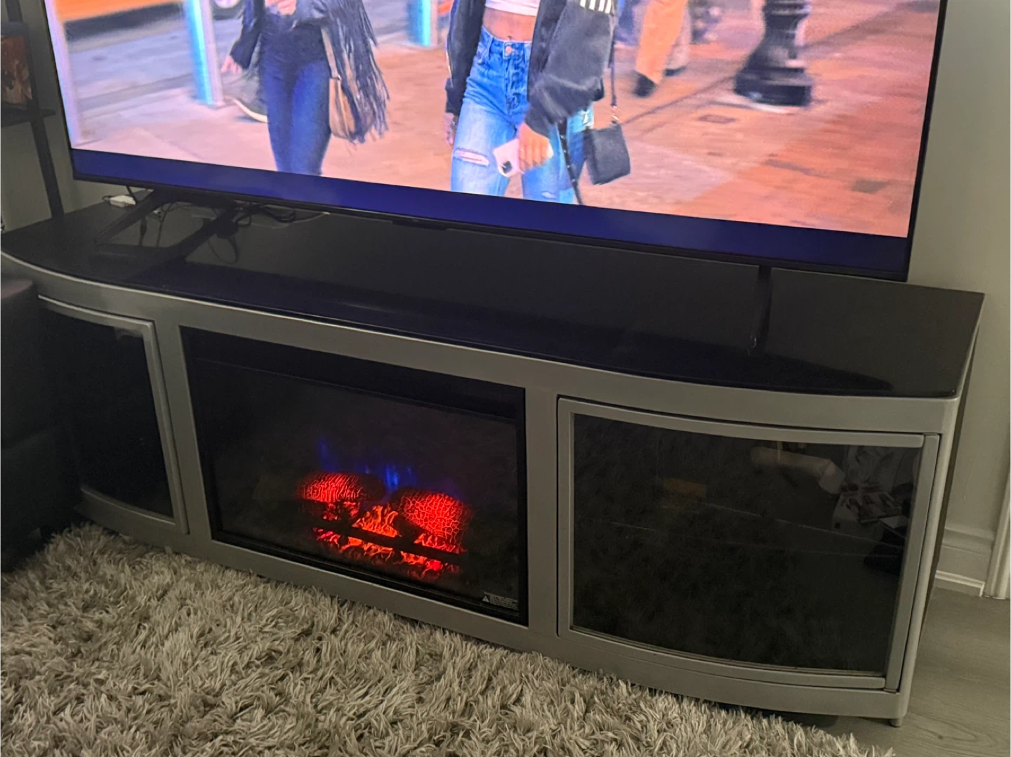 Black Electric Fireplace TV Stand - photo 2