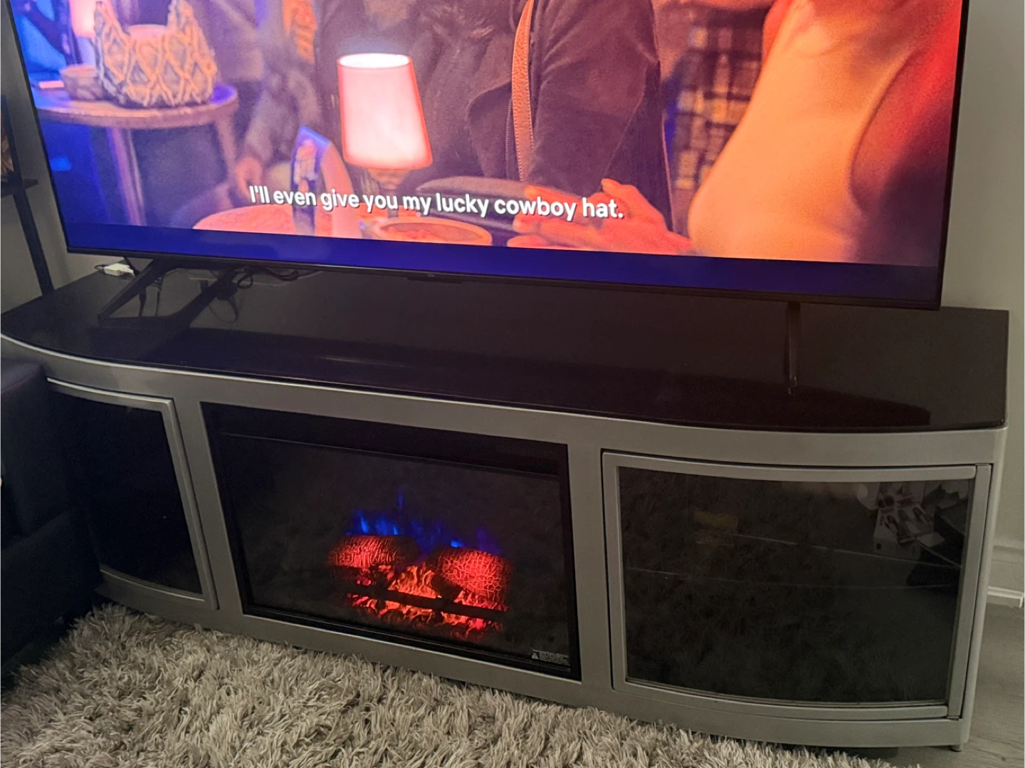 Black Electric Fireplace TV Stand - photo 3