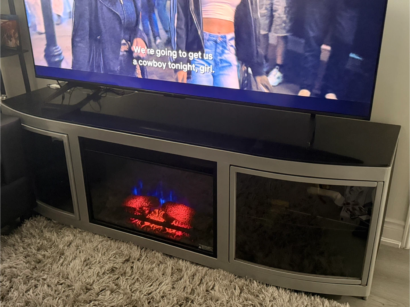 Black Electric Fireplace TV Stand