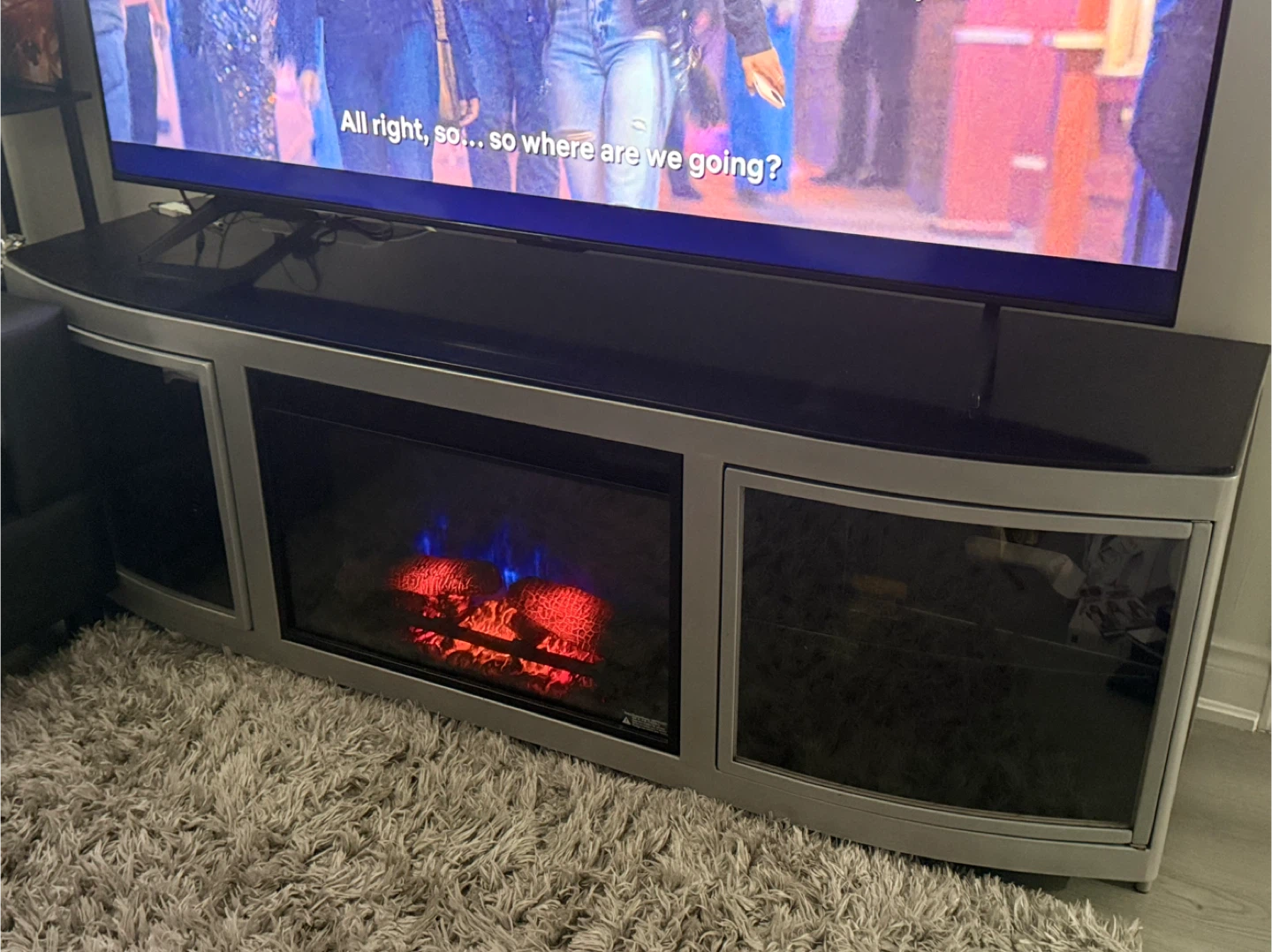 Black Electric Fireplace TV Stand - photo 4