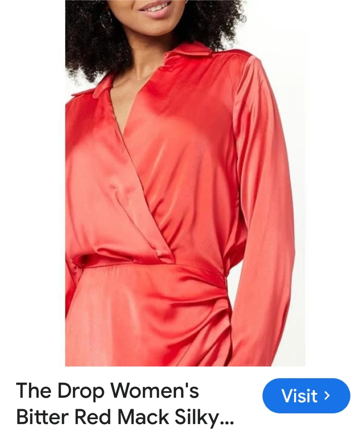 The Drop Women's Bitter Red Mack Silky Shirt Dress thumbnail