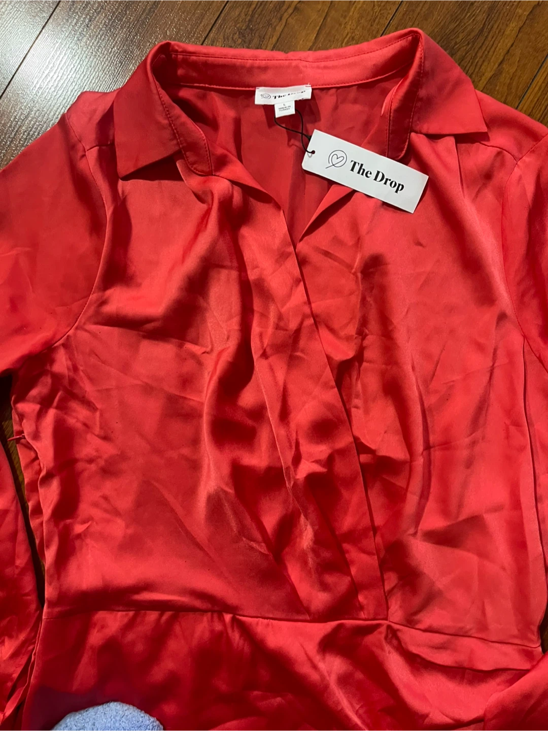 The Drop Women's Bitter Red Mack Silky Shirt Dress - photo 3