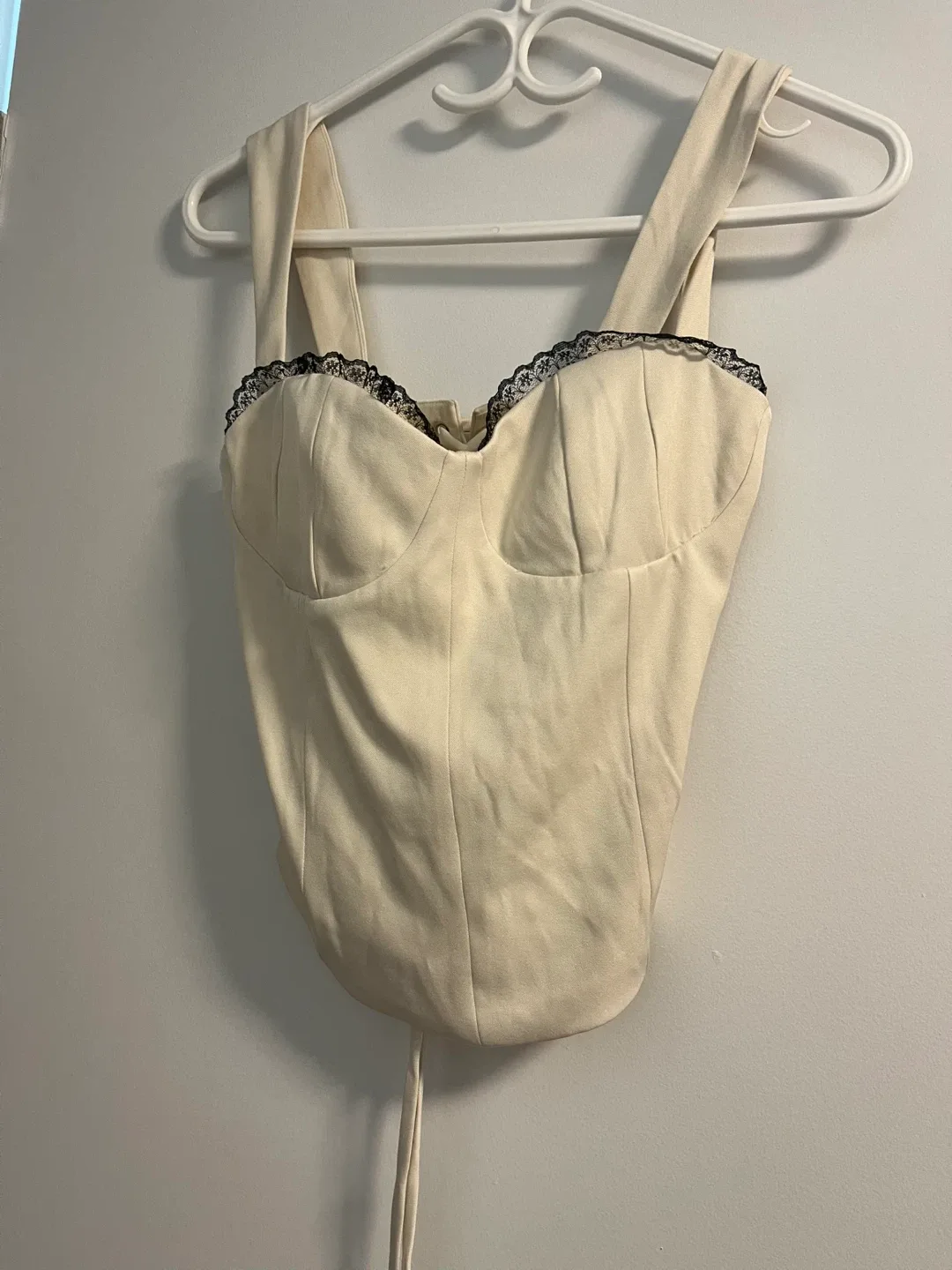 Cream Corset Top with Lace Trim thumbnail