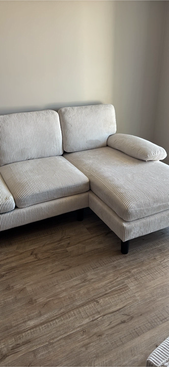 Beige Corduroy Sectional Sofa - photo 4