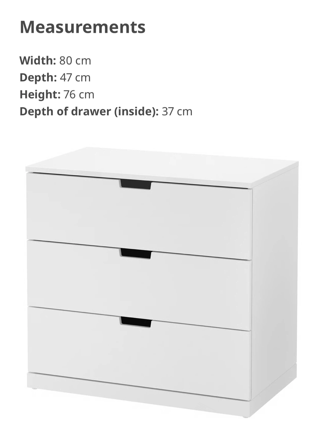 IKEA Nordli 3-Drawer Dresser - White - photo 3