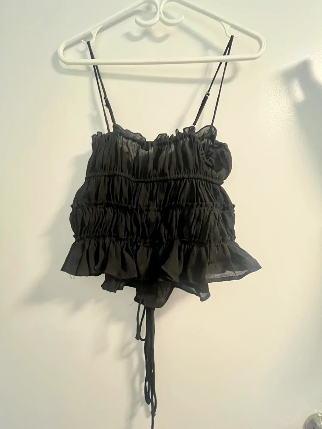 Fashion Nova Black Ruffle Cami Top - Size S image indicator(3)