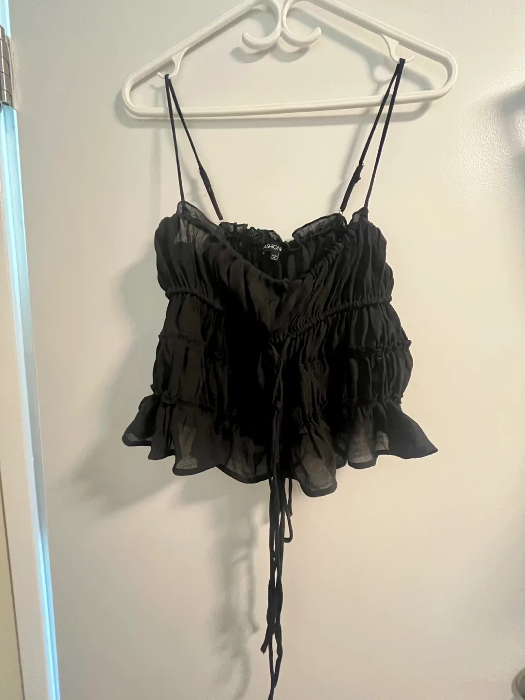 Fashion Nova Black Ruffle Cami Top - Size S image indicator(2)