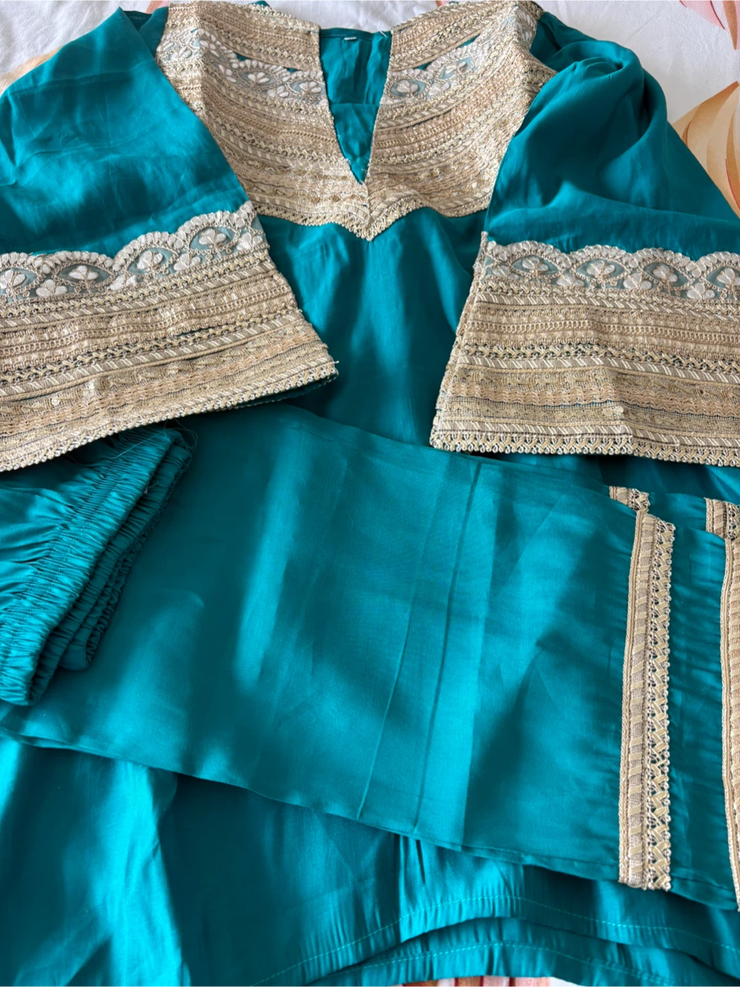 Teal Embroidered Shalwar Kameez