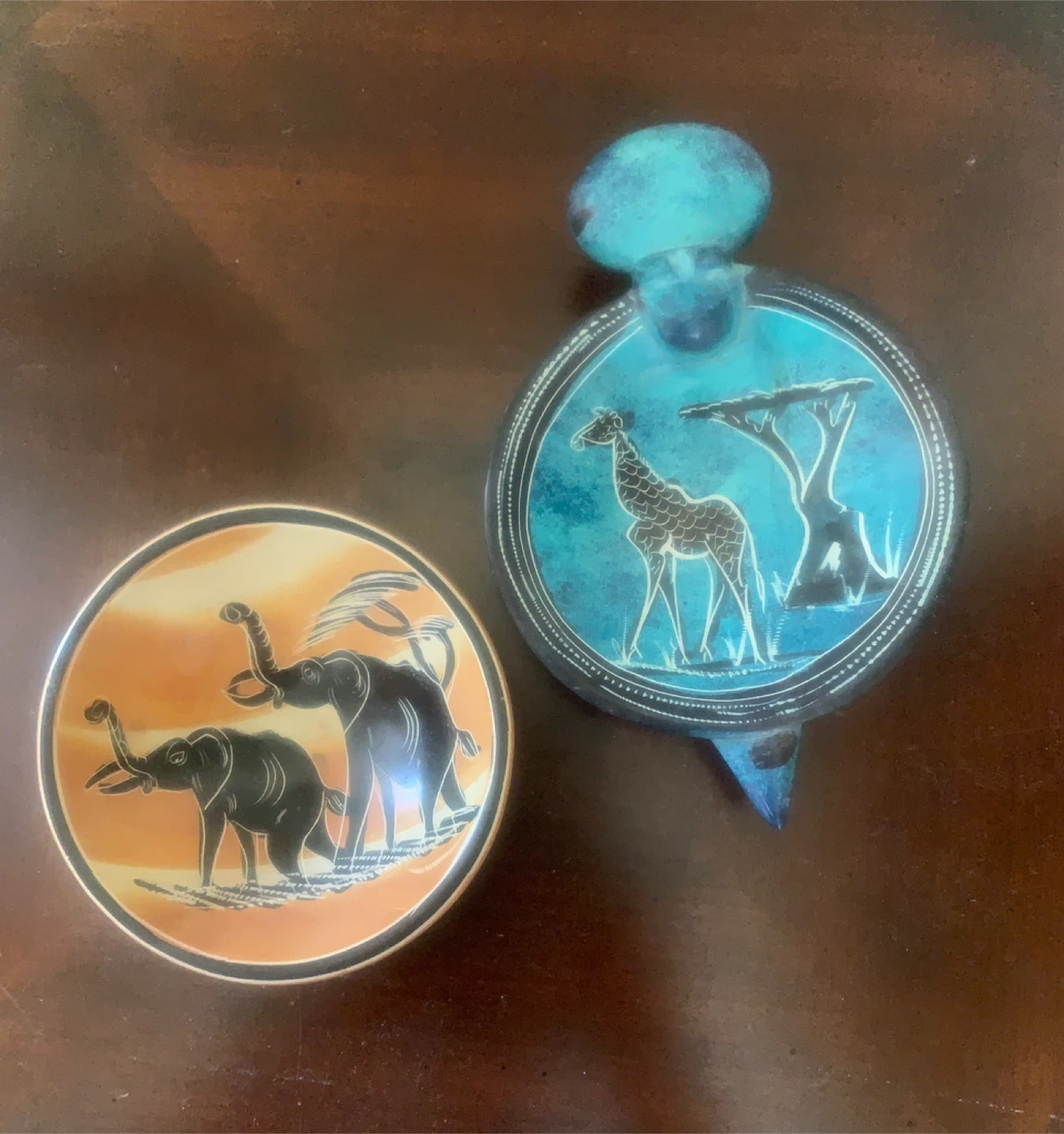 African Animal Motif Soapstone Dish Set