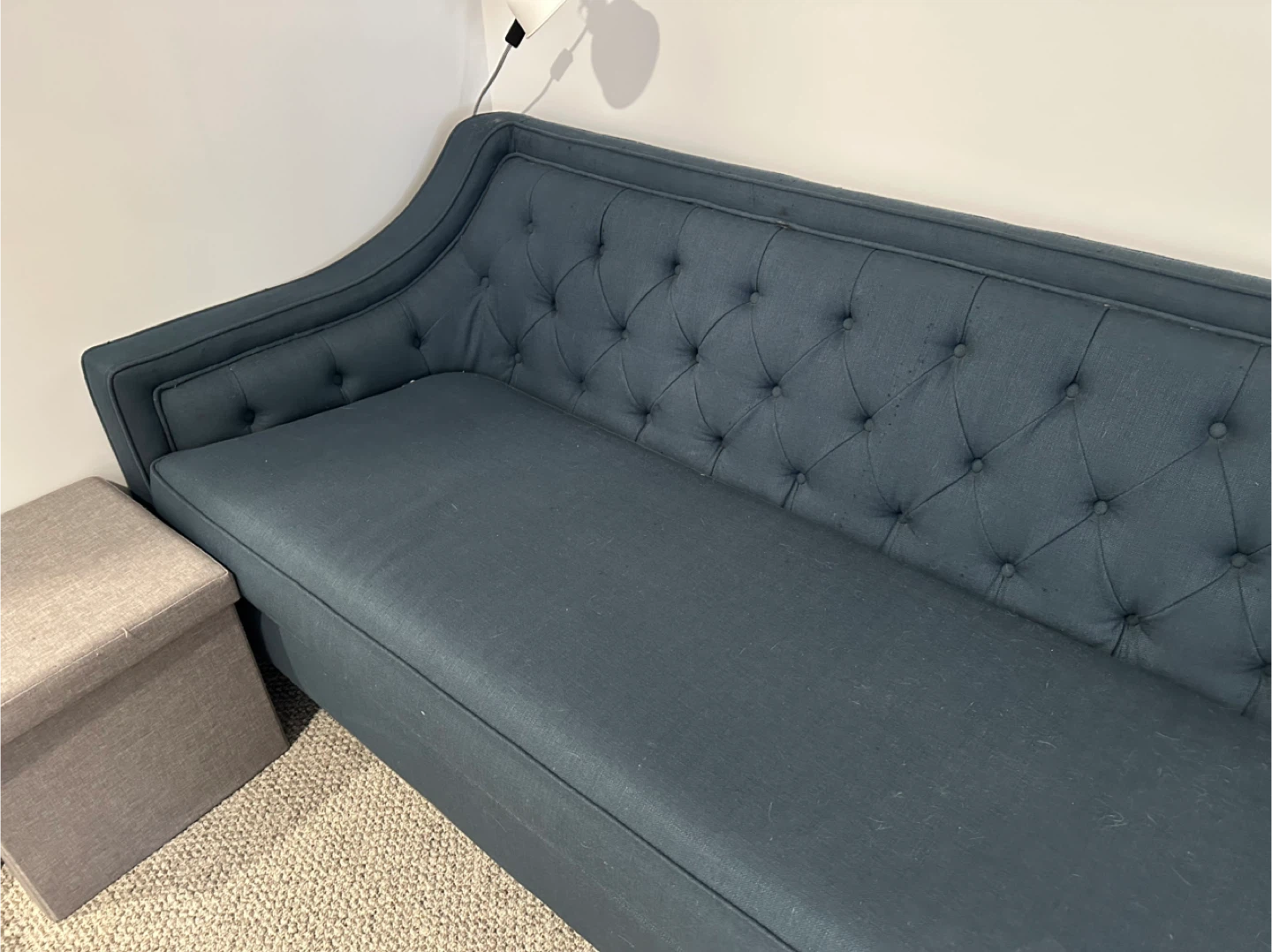 Navy Blue Tufted Sofa - photo 3