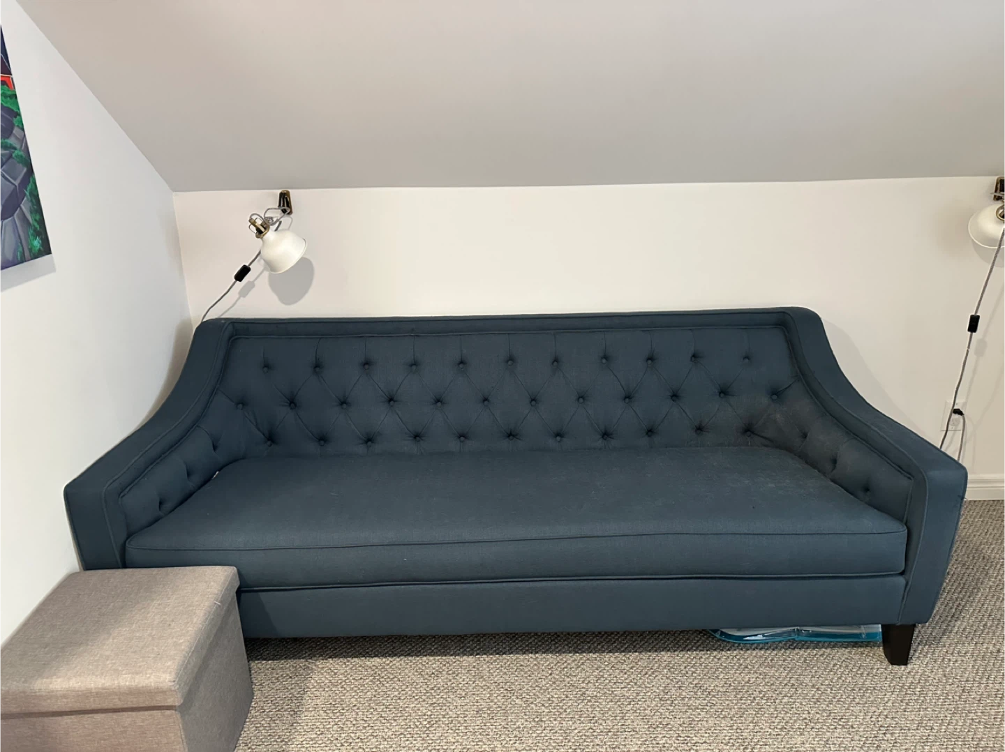 Navy Blue Tufted Sofa - photo 2