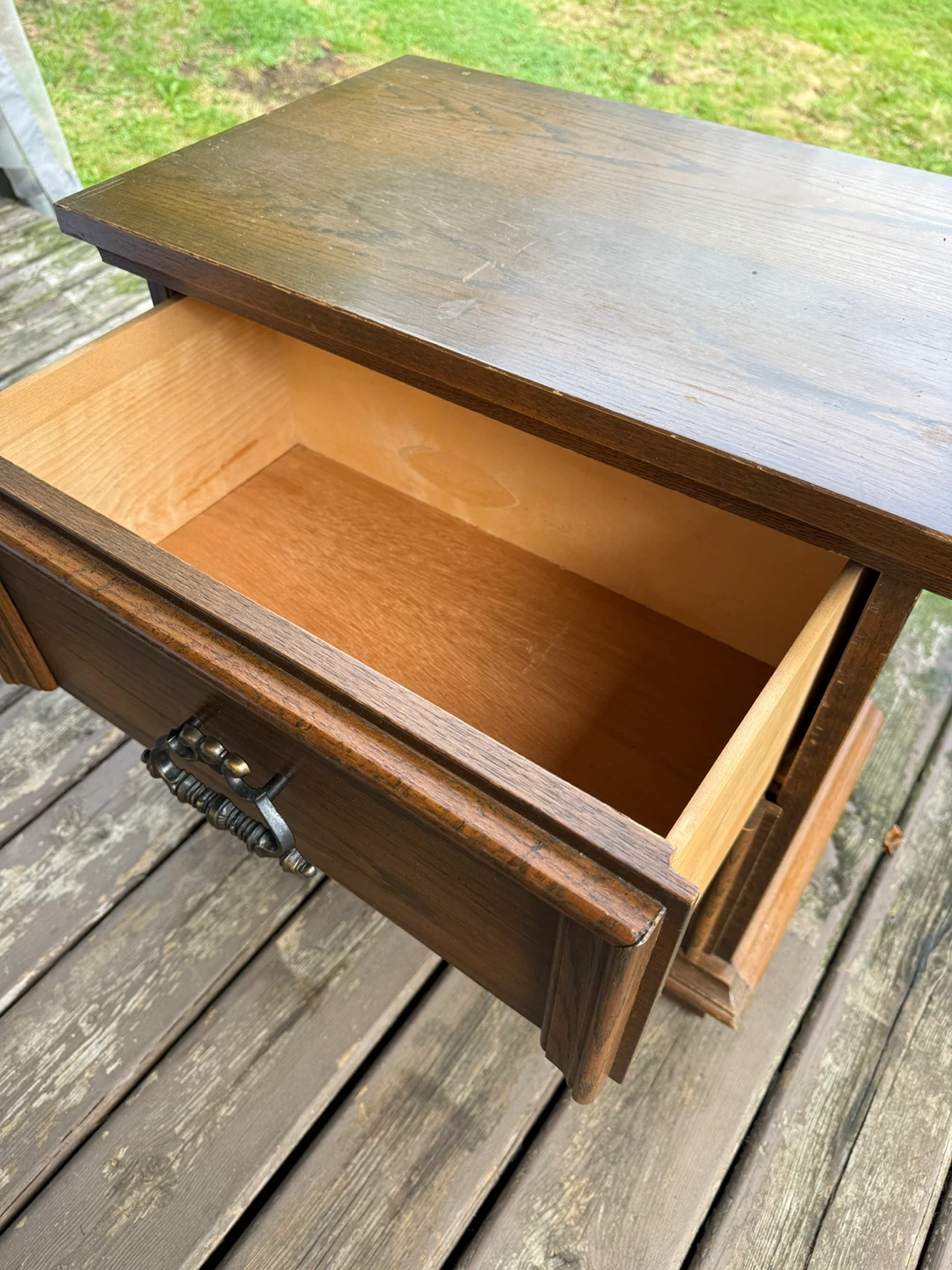 Vintage Wood Nightstand with 2 Drawers - photo 2