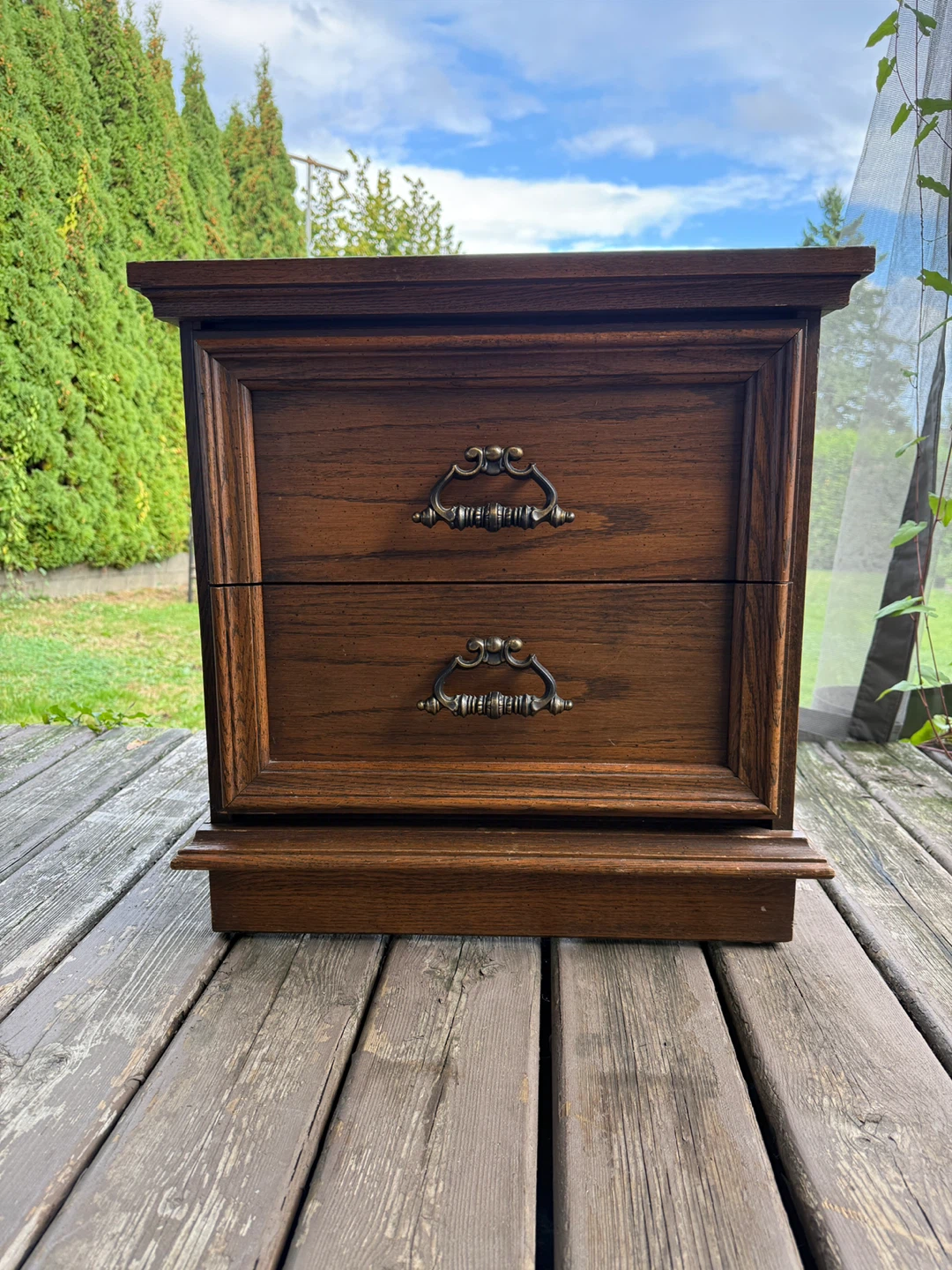 Vintage Wood Nightstand with 2 Drawers - photo 4
