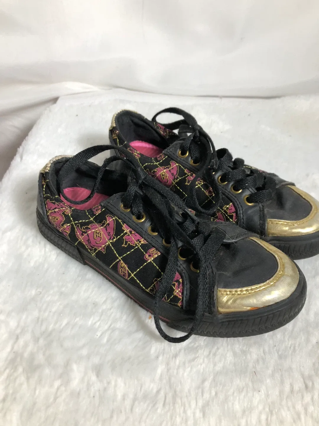 Girls Black & Pink Shoes. Size 13. thumbnail