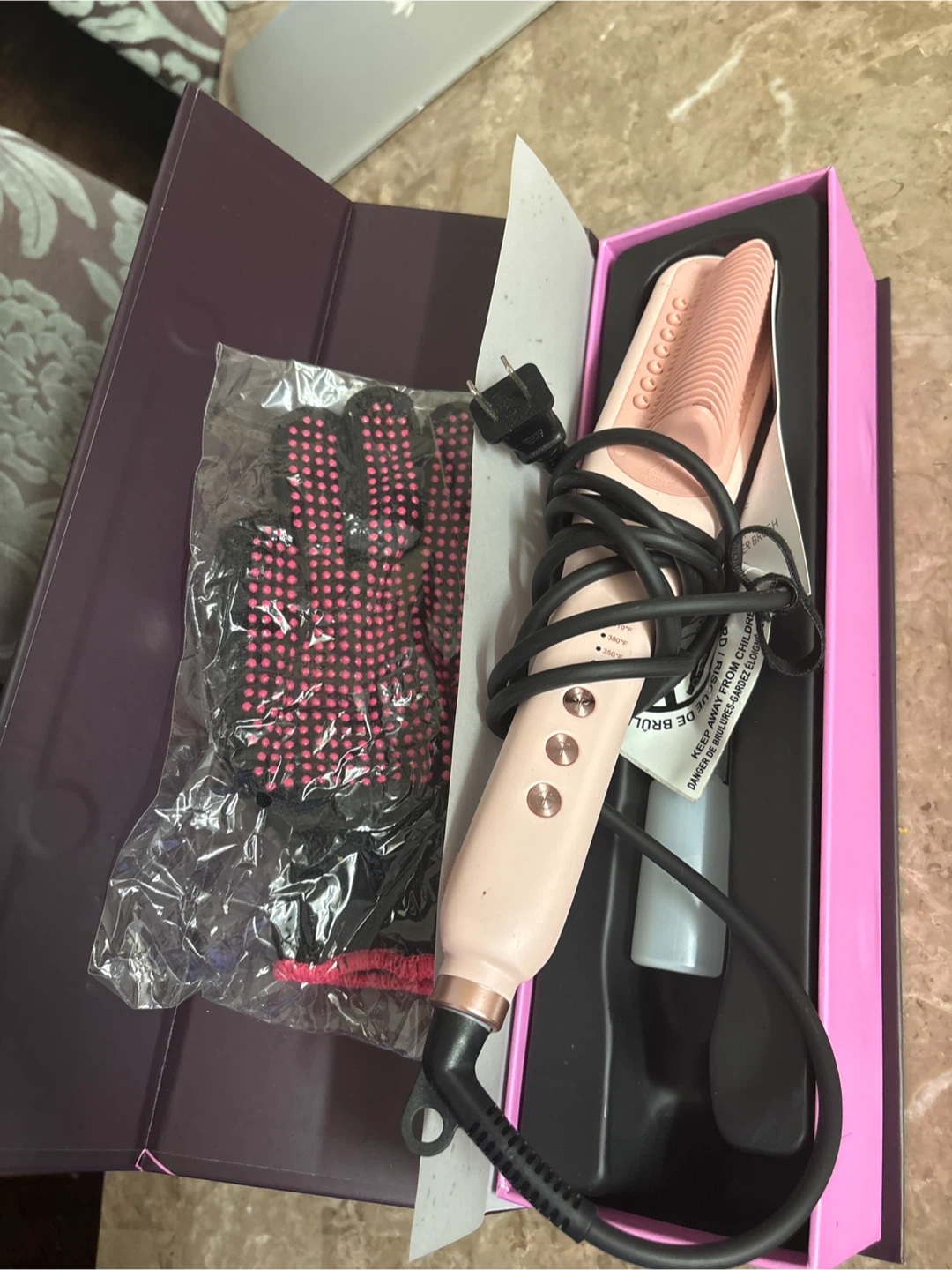 Hair Straightener Brush with Glove