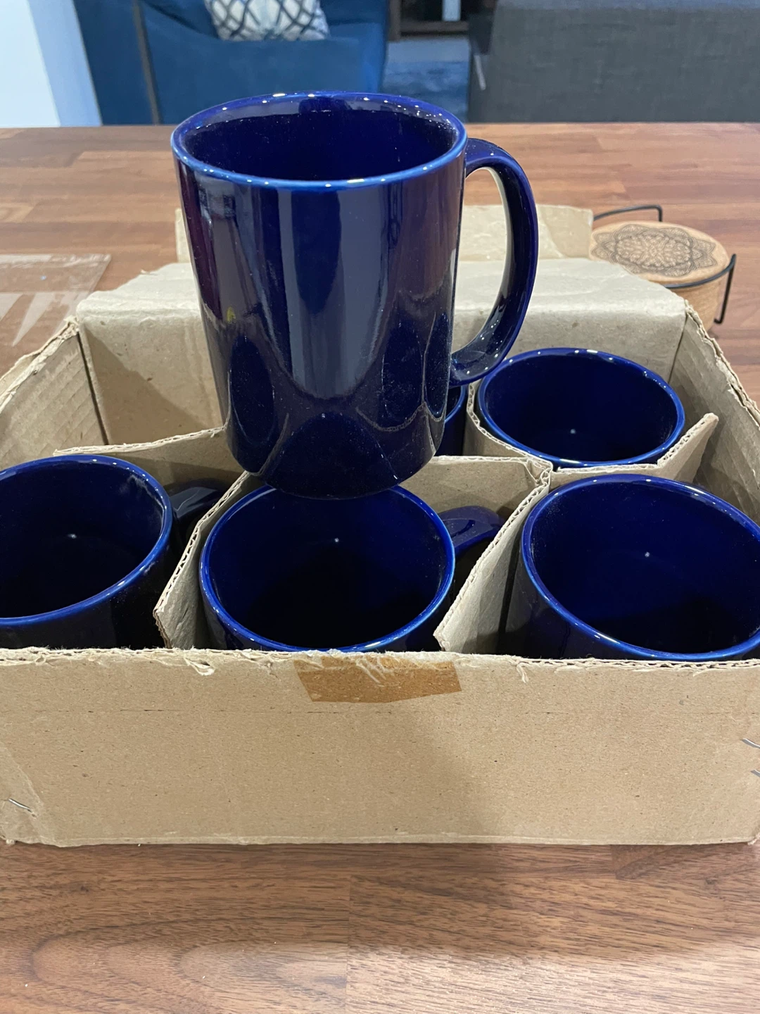 Set of 6 Dark Blue Mugs in Box - photo 2
