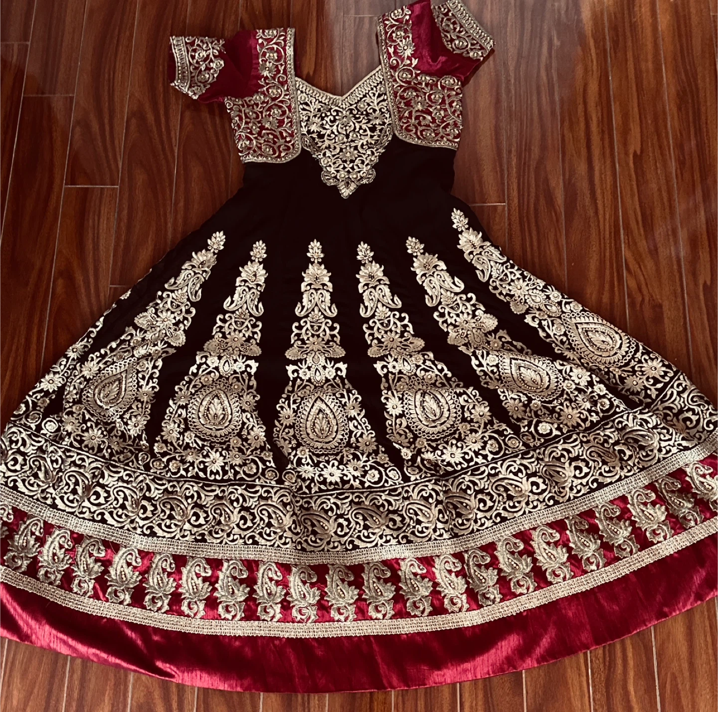 Embroidered Indian Dress - Red & Black - photo 2