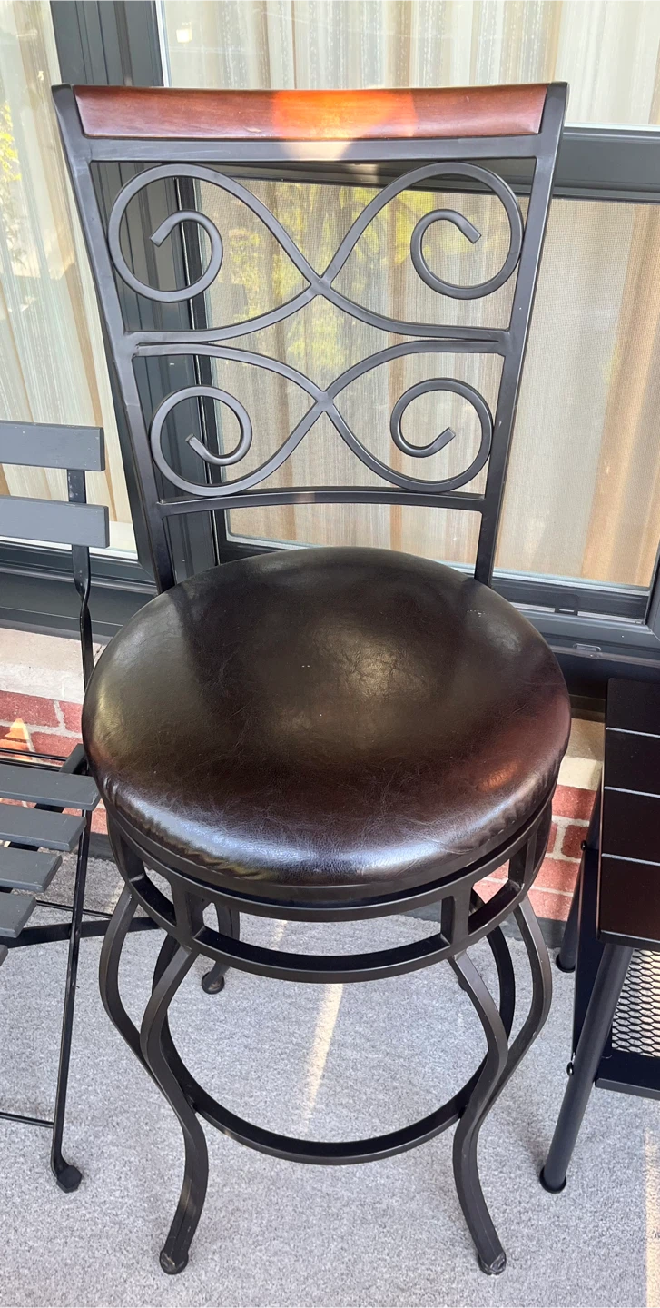 Metal Swivel Bar Stool with Leather Seat - photo 2
