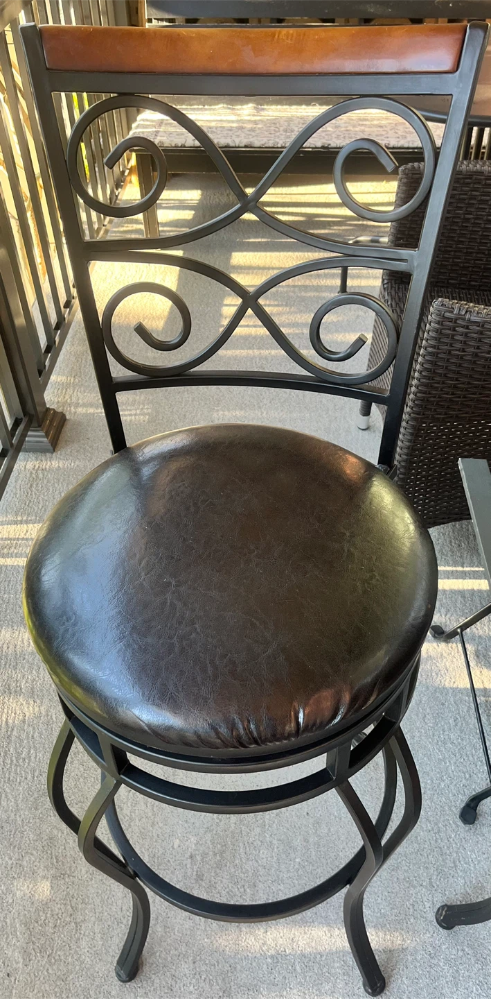 Metal Swivel Bar Stool with Leather Seat - photo 4