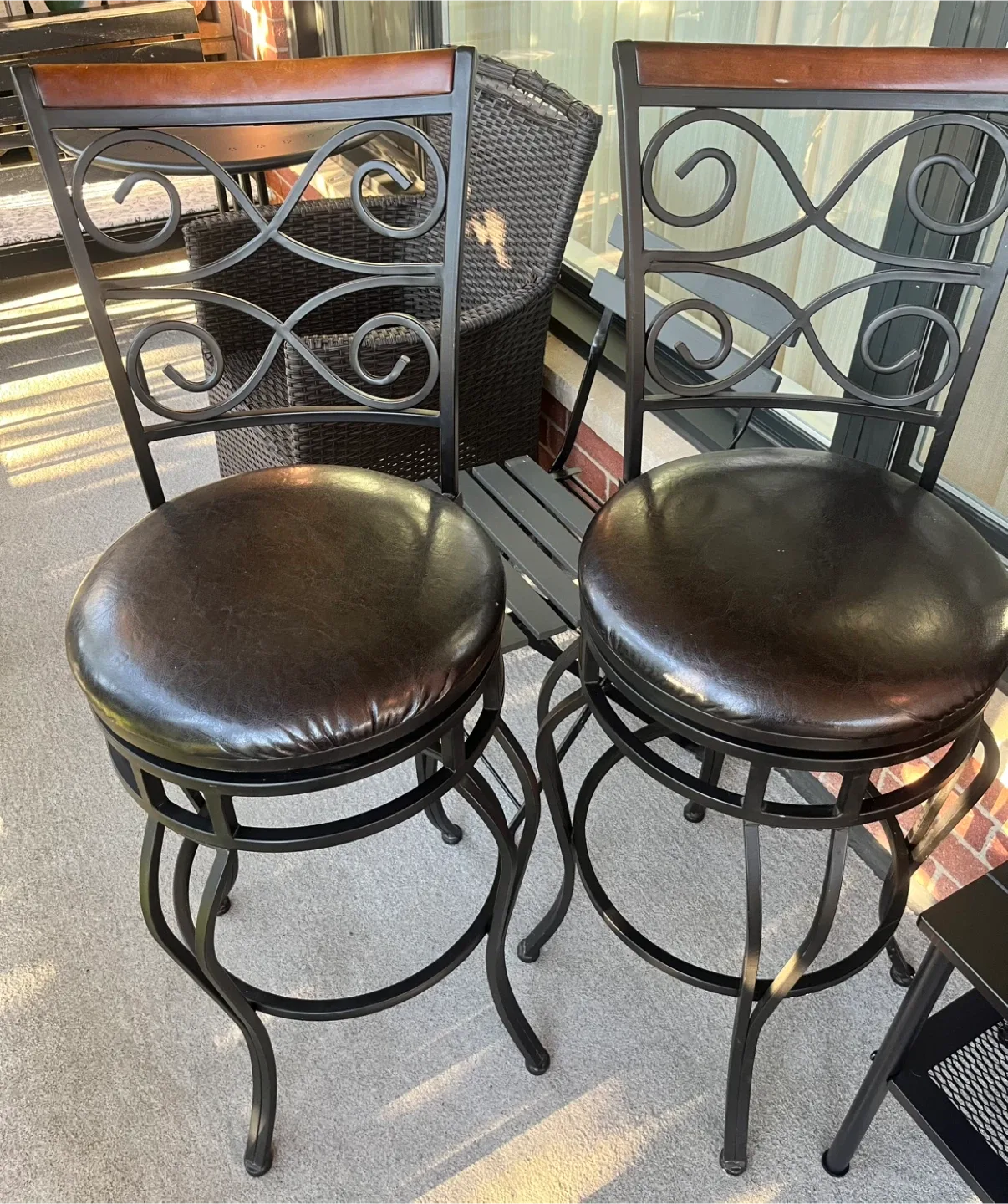 Metal Swivel Bar Stool with Leather Seat thumbnail