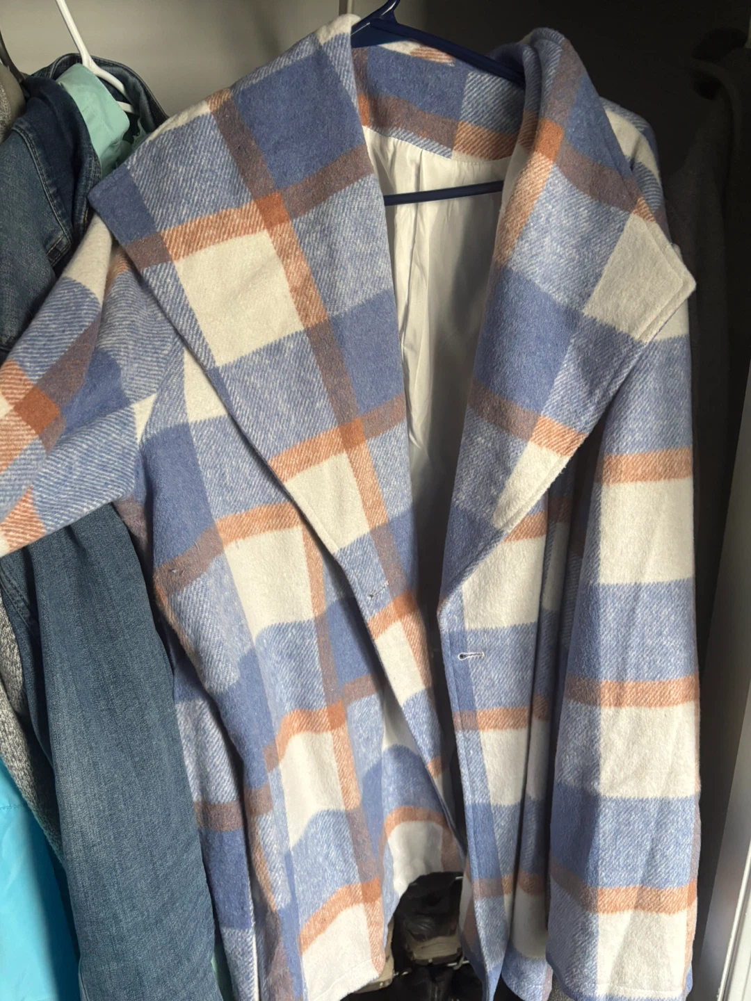Plaid Wool Blend Coat