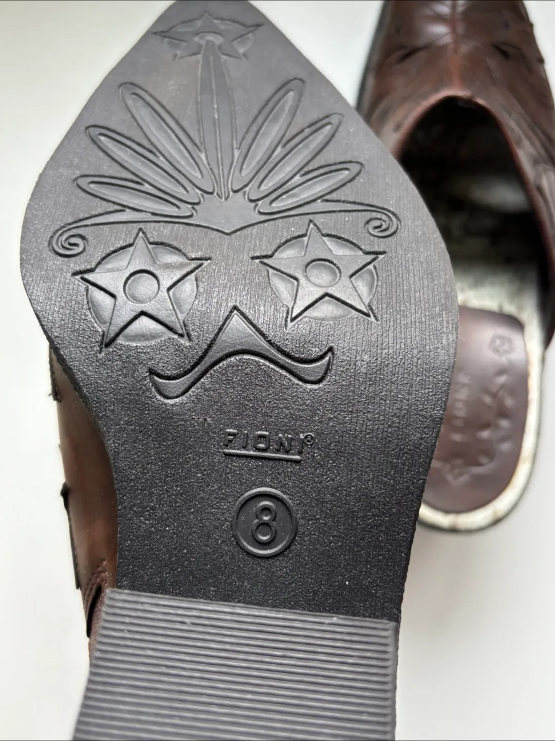 Fioni Brown Leather Mules - Size 8 image indicator(3)