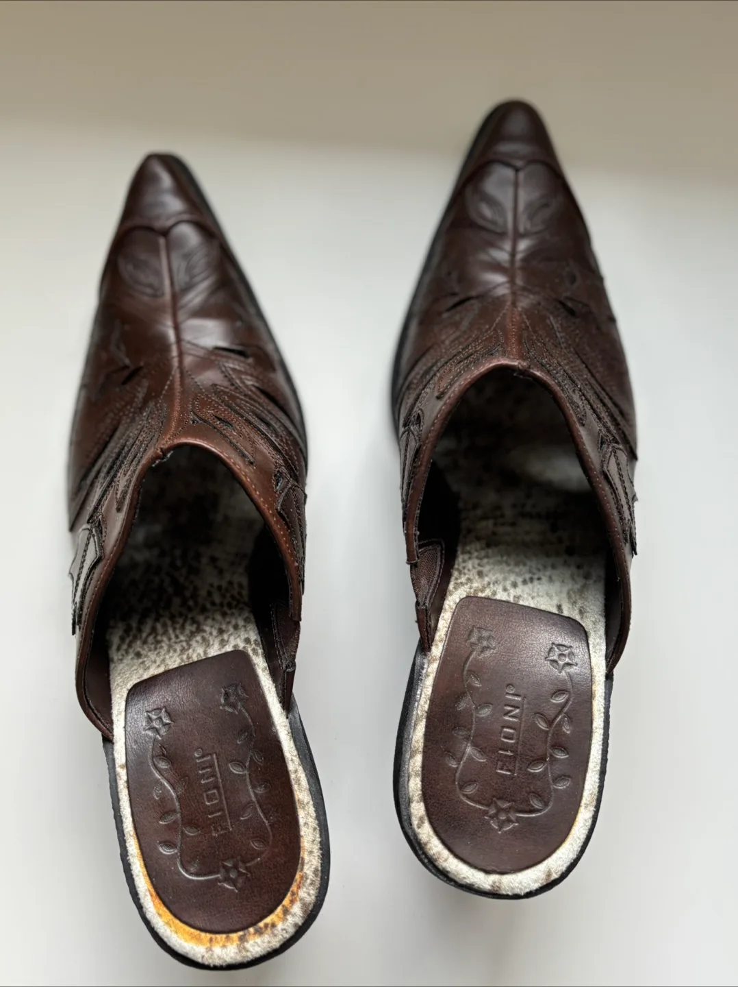 Fioni Brown Leather Mules - Size 8 image indicator(2)