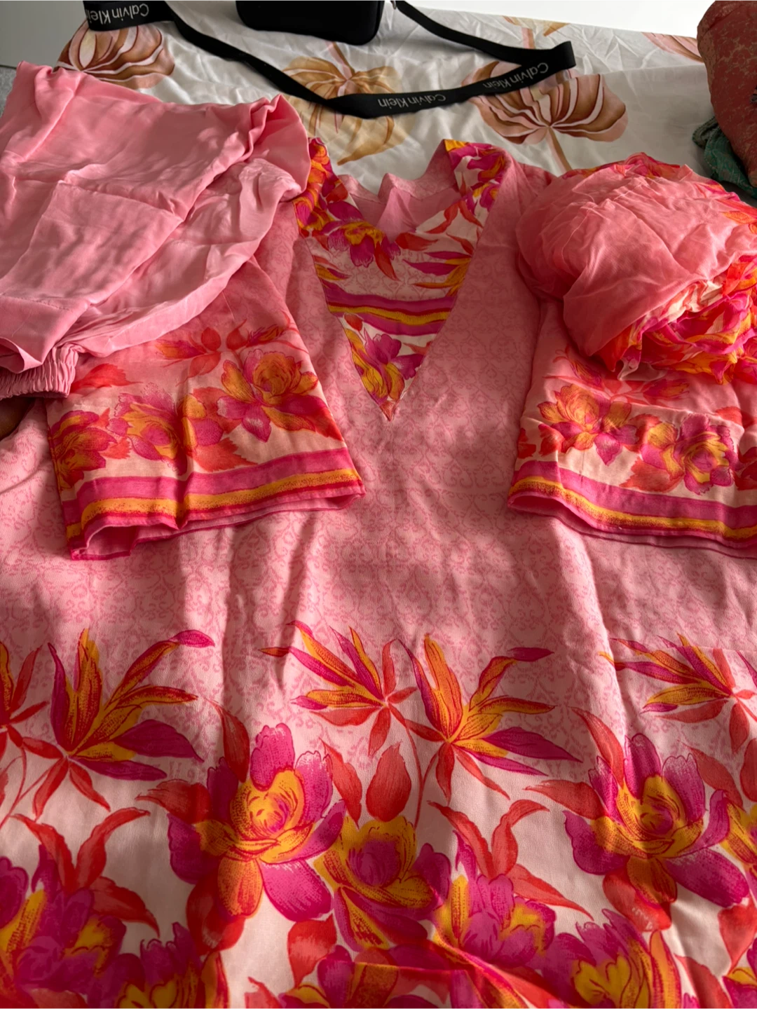 Pink Floral Salwar Kameez Suit