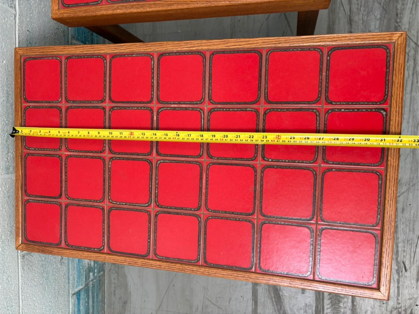Set of Two Red Tile Top End Tables image indicator(8)