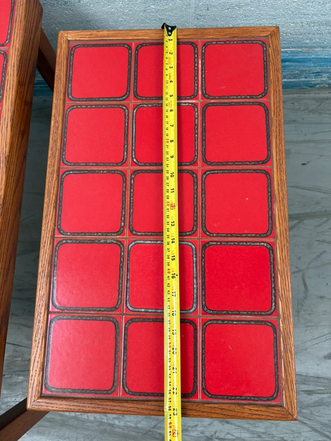 Set of Two Red Tile Top End Tables image indicator(10)