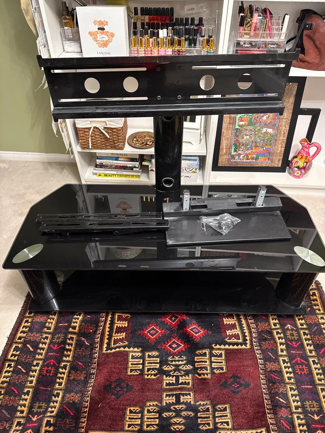 Black Glass TV Stand with Mount