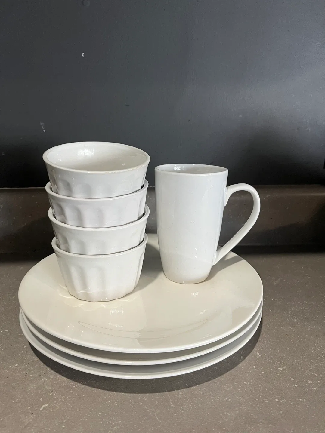 White Dishes Set - Plates, Bowls, Mug thumbnail