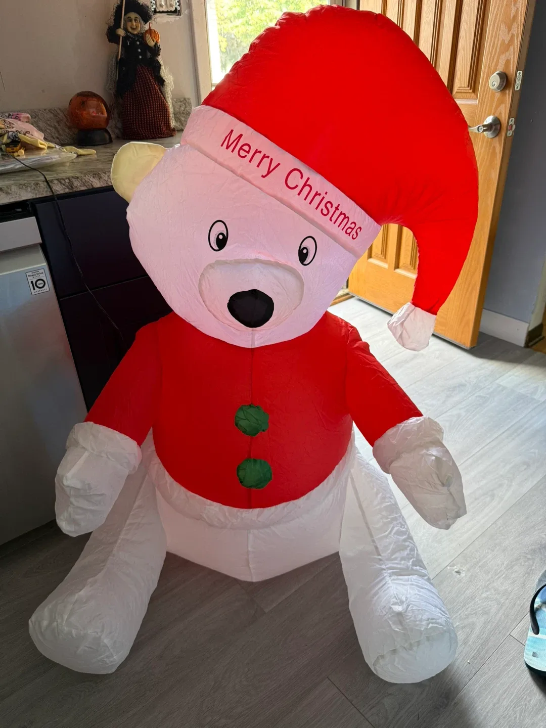 4' Self Inflating Christmas BEAR Light Inflatable  Like New thumbnail