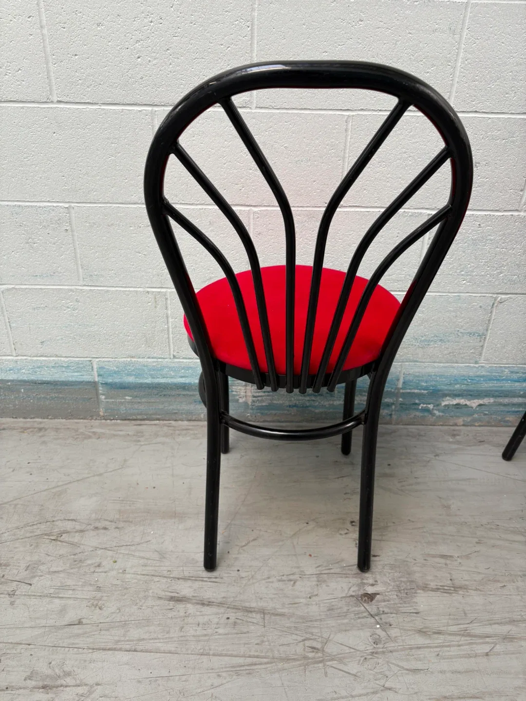 Set of 6 Red Seat Black Frame Chairs image indicator(8)