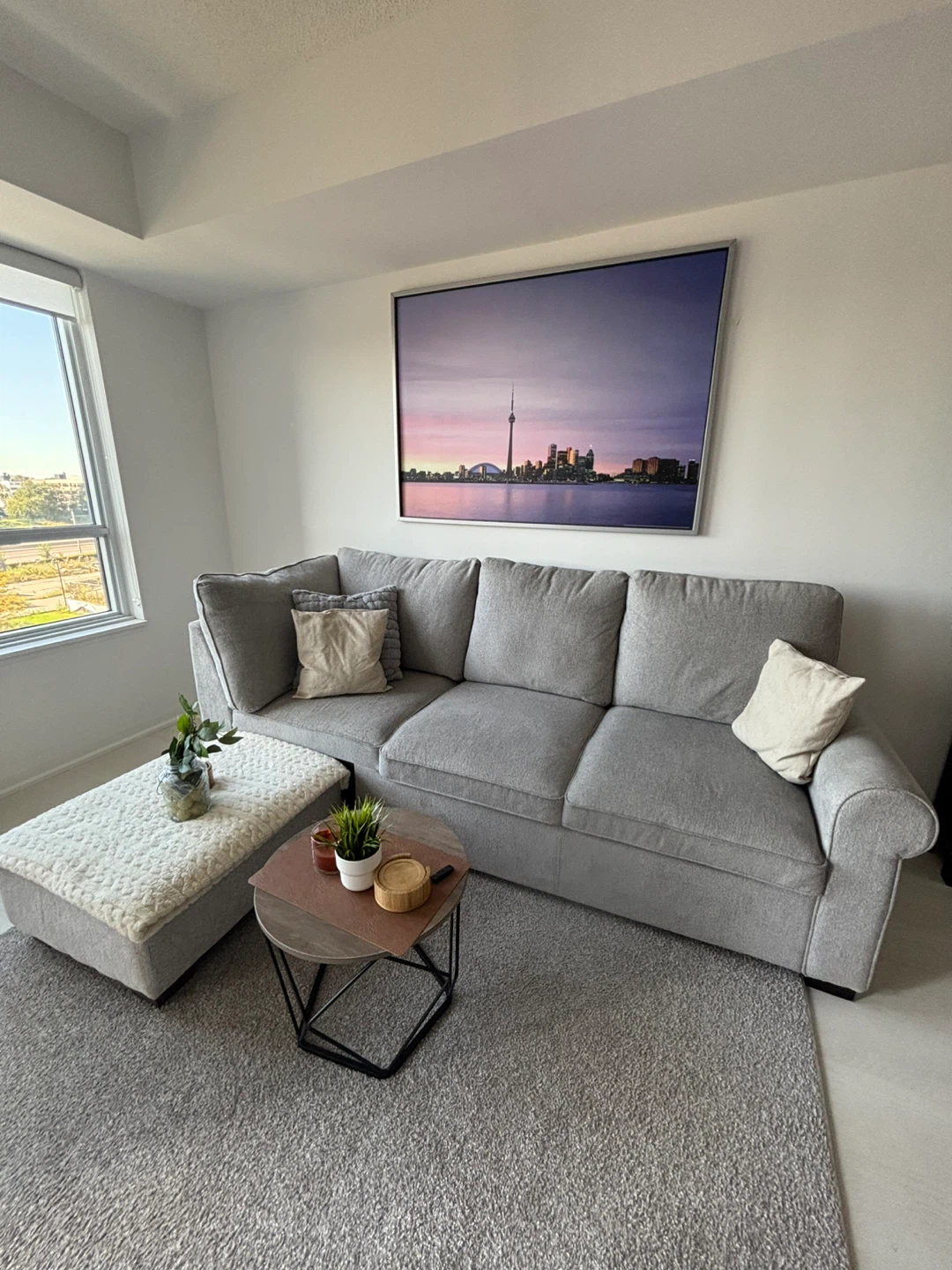 Grey Sectional Sofa with Ottoman