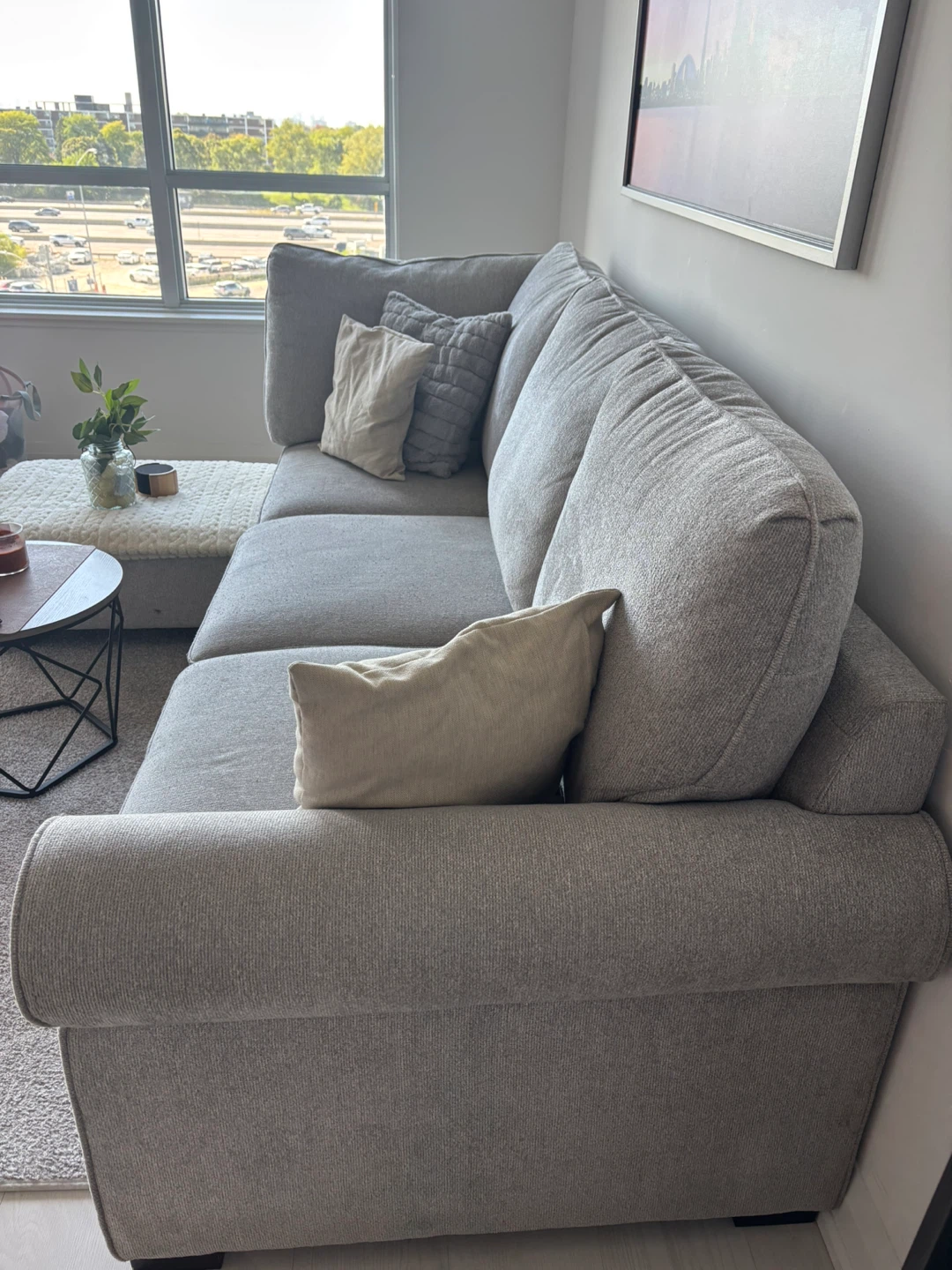Grey Sectional Sofa with Ottoman - photo 4