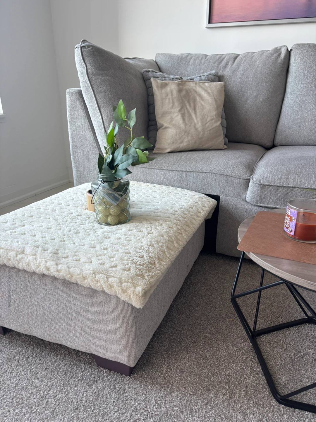 Grey Sectional Sofa with Ottoman - photo 2
