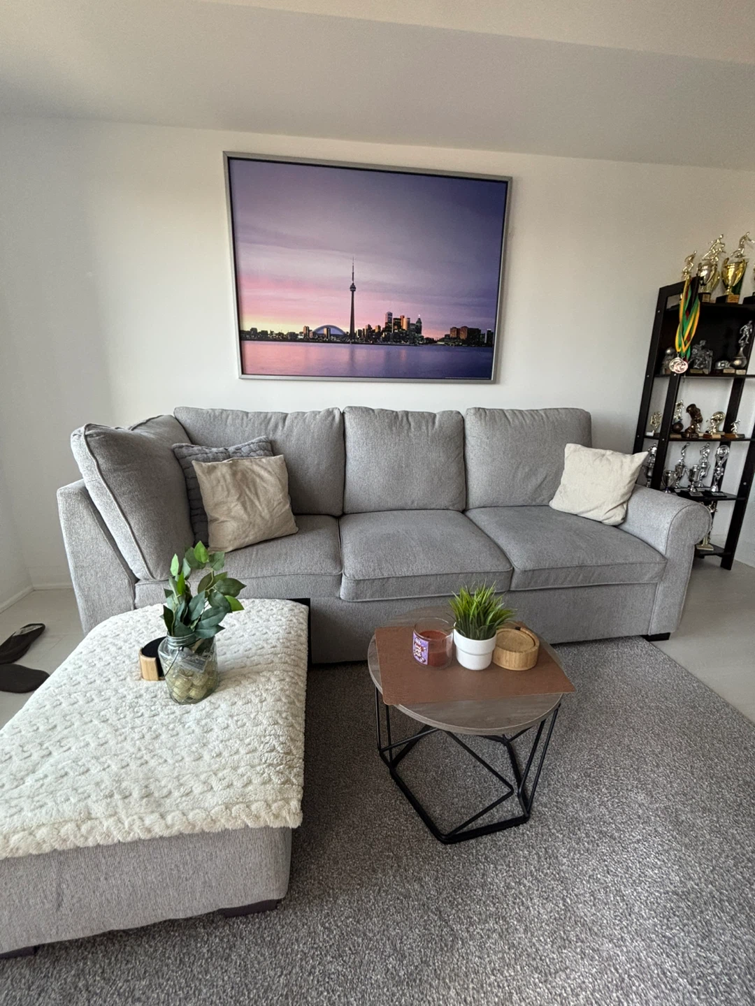 Grey Sectional Sofa with Ottoman - photo 3