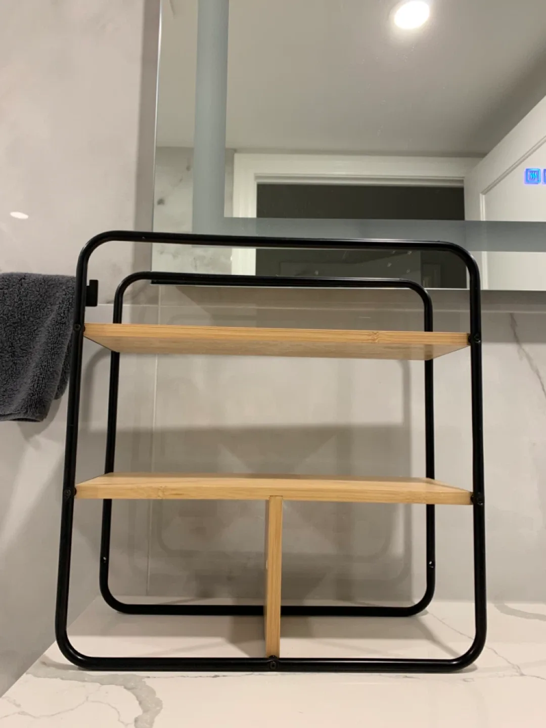 Black Metal & Bamboo Bathroom Shelf image indicator(2)