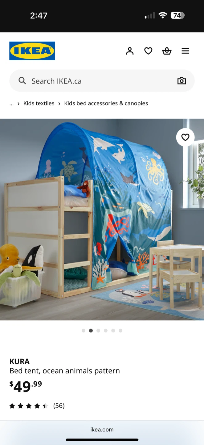 IKEA KURA Bed Tent - Ocean Animals Pattern - photo 2