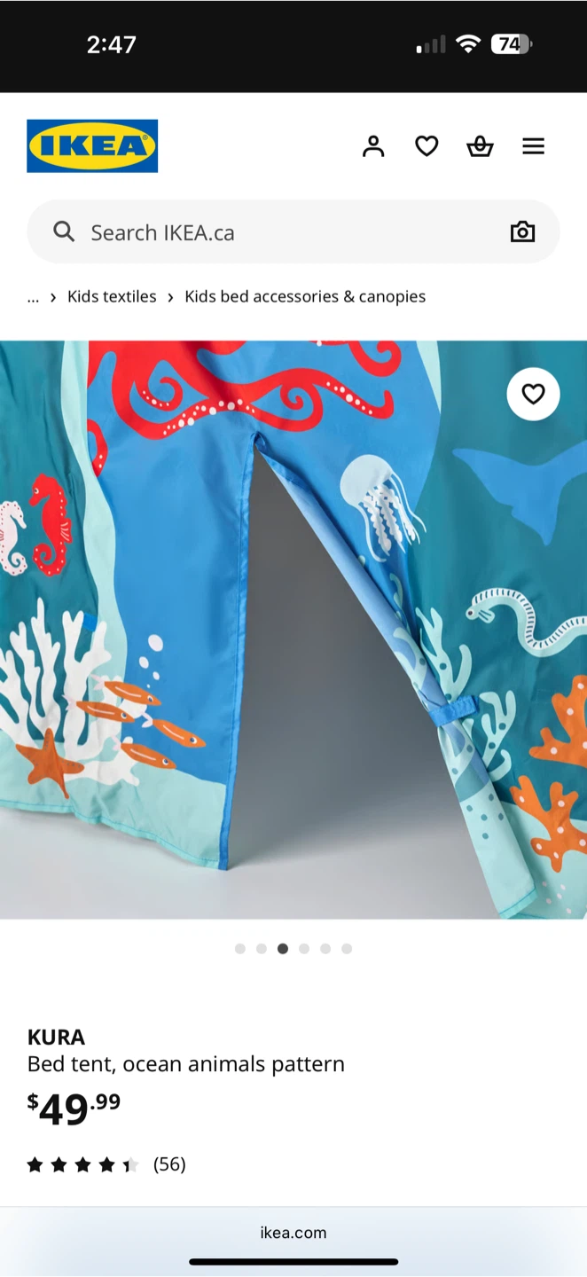IKEA KURA Bed Tent - Ocean Animals Pattern - photo 3