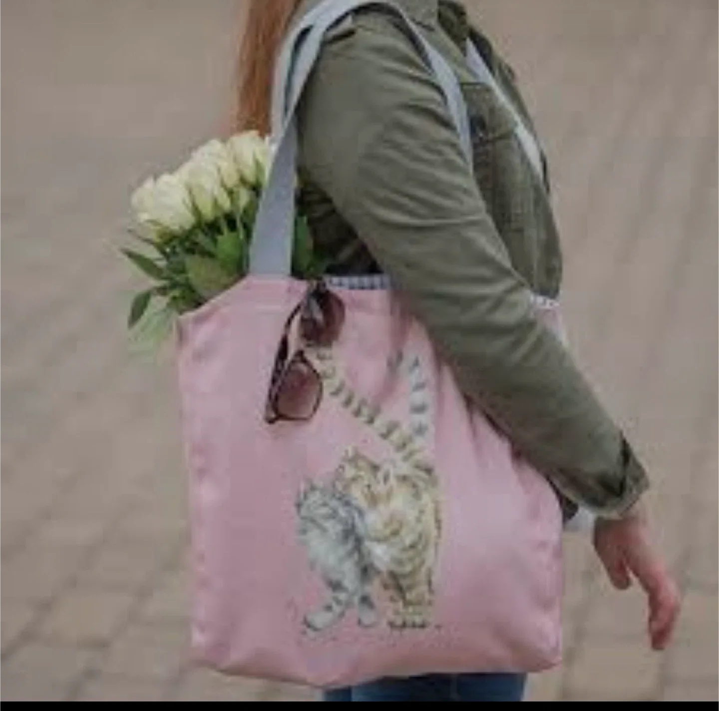 Wrendale Designs Pink Tote Bag with Cat Illustration image indicator(10)