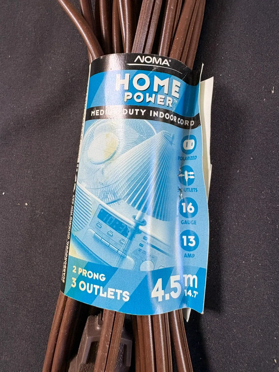 NOMA Home Power 4.5m Extension Cord - Brown image indicator(3)