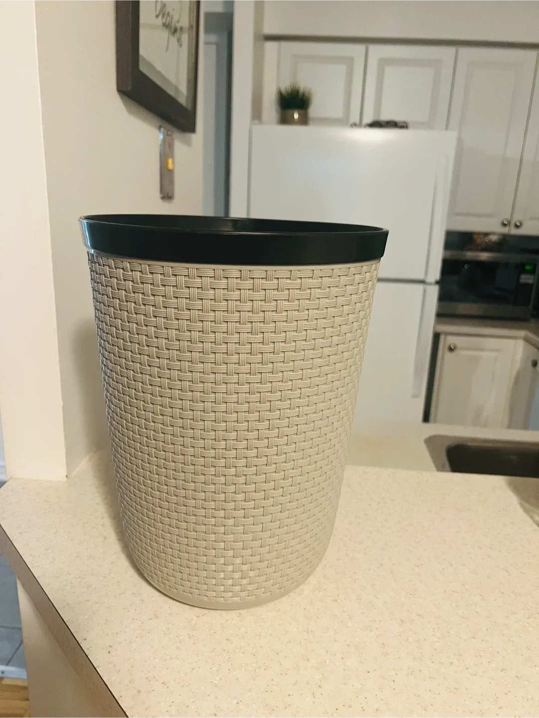 Wicker Pattern Beige Plastic Planter thumbnail